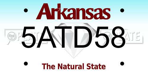5ATD58 Arkansas License Plate