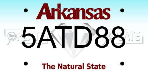 5ATD88 Arkansas License Plate
