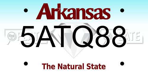 5ATQ88 Arkansas License Plate