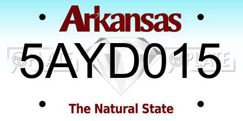 5AYD015 Arkansas License Plate