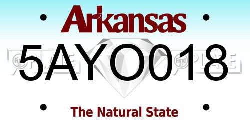 5AYO018 Arkansas License Plate