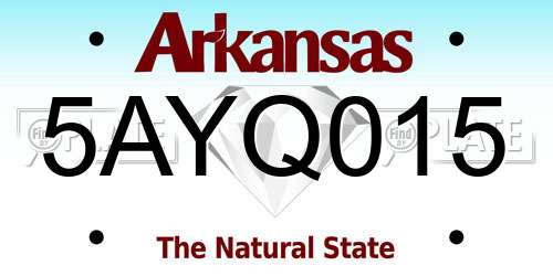 5AYQ015 Arkansas License Plate