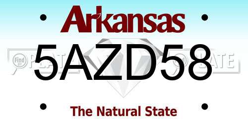 5AZD58 Arkansas License Plate