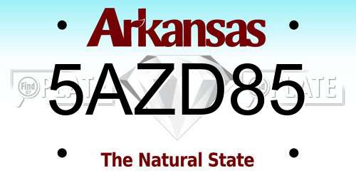 5AZD85 Arkansas License Plate