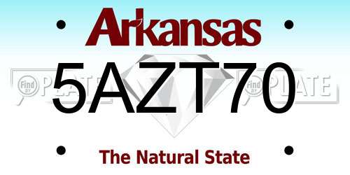 5AZT70 Arkansas License Plate