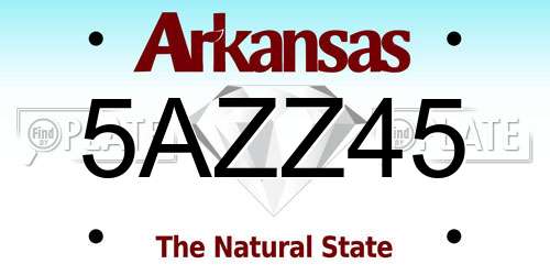 5AZZ45 Arkansas License Plate