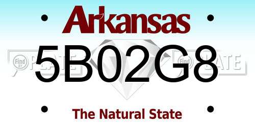 5B02G8 Arkansas License Plate