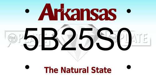 5B25S0 Arkansas License Plate
