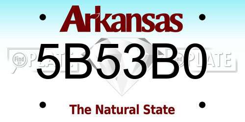 5B53B0 Arkansas License Plate