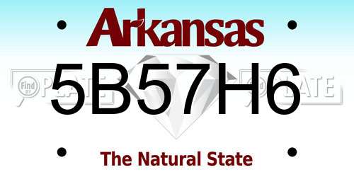 5B57H6 Arkansas License Plate