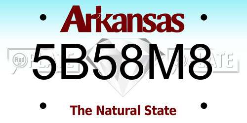 5B58M8 Arkansas License Plate