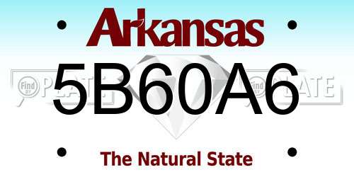 5B60A6 Arkansas License Plate