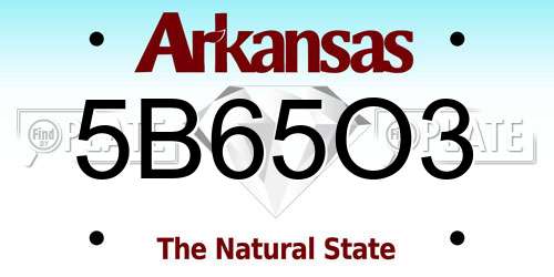 5B65O3 Arkansas License Plate