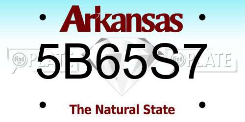 5B65S7 Arkansas License Plate