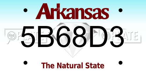 5B68D3 Arkansas License Plate