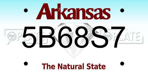 5B68S7 Arkansas License Plate