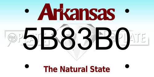 5B83B0 Arkansas License Plate