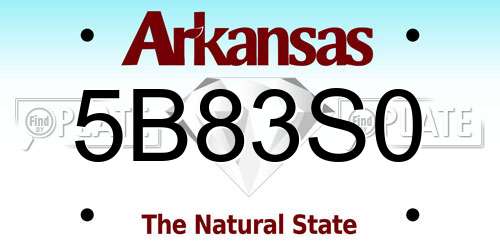 5B83S0 Arkansas License Plate