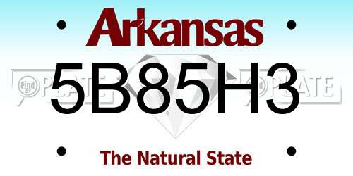 5B85H3 Arkansas License Plate