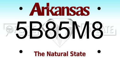 5B85M8 Arkansas License Plate