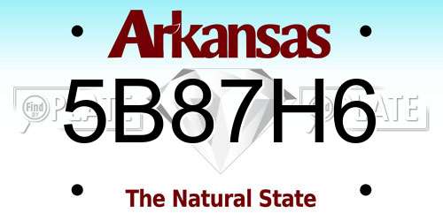 5B87H6 Arkansas License Plate