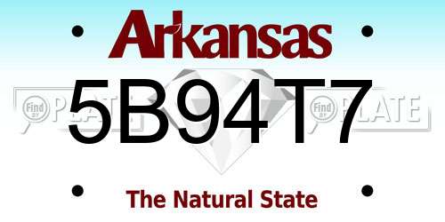 5B94T7 Arkansas License Plate
