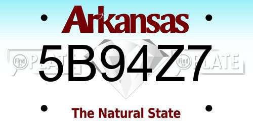 5B94Z7 Arkansas License Plate