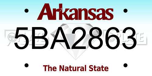 5BA2863 Arkansas License Plate