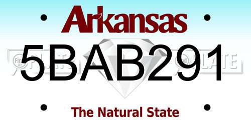 5BAB291 Arkansas License Plate