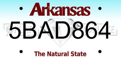 5BAD864 Arkansas License Plate