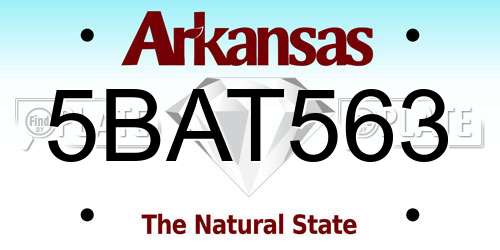 5BAT563 Arkansas License Plate