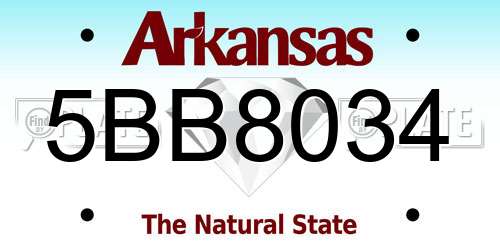 5BB8034 Arkansas License Plate
