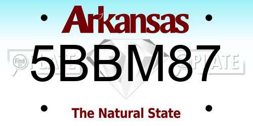 5BBM87 Arkansas License Plate