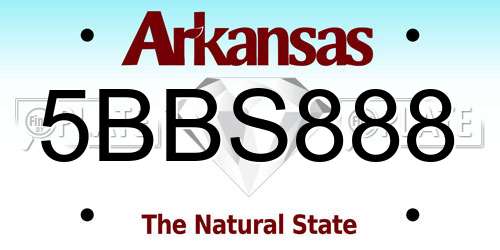 5BBS888 Arkansas License Plate