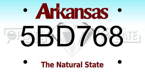 5BD768 Arkansas License Plate