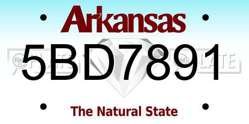 5BD7891 Arkansas License Plate
