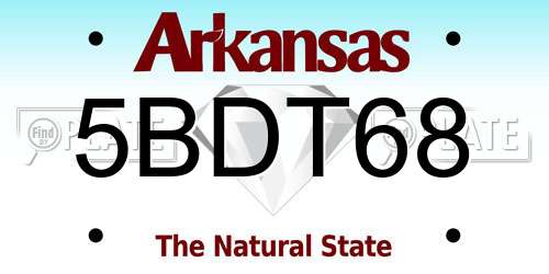 5BDT68 Arkansas License Plate