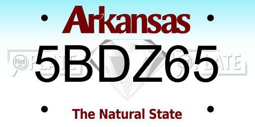 5BDZ65 Arkansas License Plate