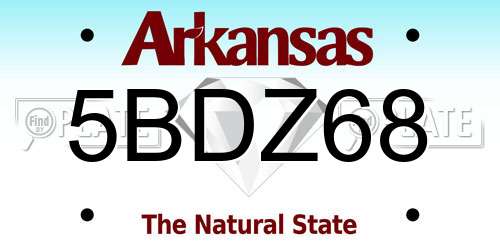 5BDZ68 Arkansas License Plate