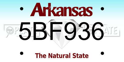 5BF936 Arkansas License Plate