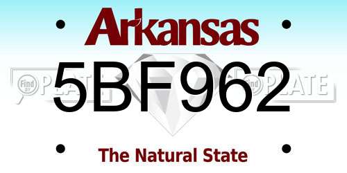 5BF962 Arkansas License Plate