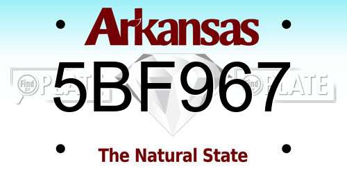 5BF967 Arkansas License Plate