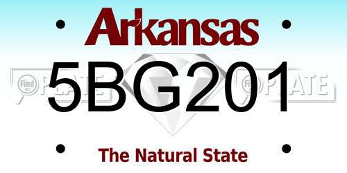 5BG201 Arkansas License Plate