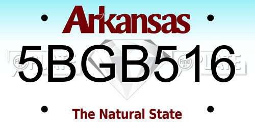 5BGB516 Arkansas License Plate