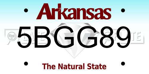 5BGG89 Arkansas License Plate