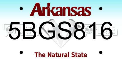 5BGS816 Arkansas License Plate