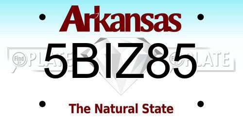 5BIZ85 Arkansas License Plate