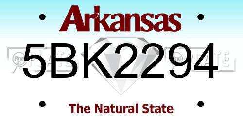 5BK2294 Arkansas License Plate