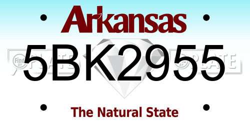 5BK2955 Arkansas License Plate