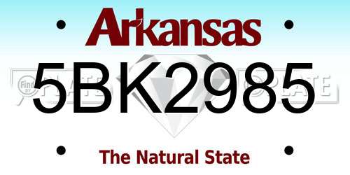 5BK2985 Arkansas License Plate